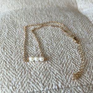 Three Pearl Gold Necklace